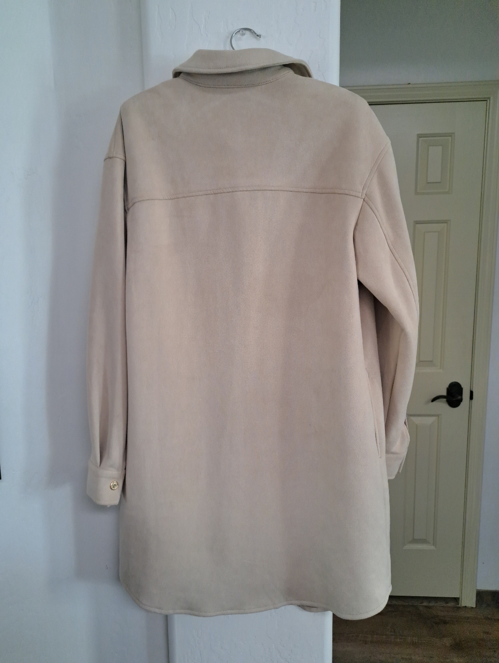 Marc New York Beige Suede Long Shirt Jacket With Button-Front Size XS - Picture 8 of 12
